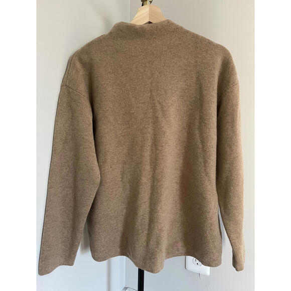 ADAY Camel Brown Recycled Cashmere Wool Minimalist Sweater, Size Medium - Picture 3 of 5